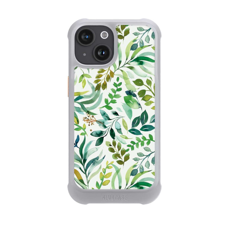 iPhone 15 NIVOmax Aquarell Palmenblätter Botanisch Grün