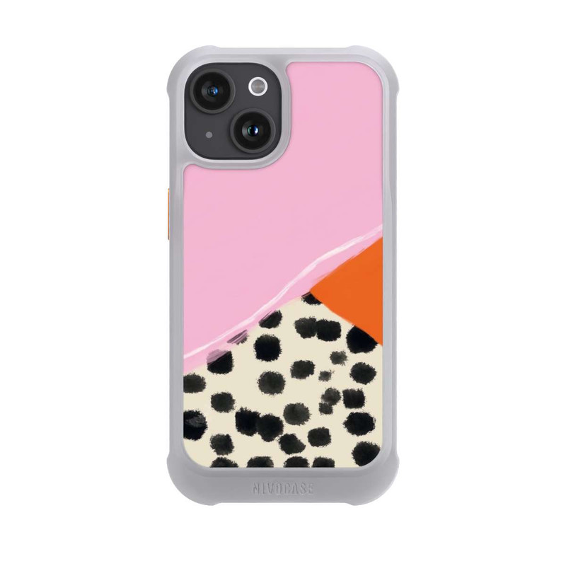 iPhone 15 NIVOmax Rosa und Orange Gepunkteter Hintergrund