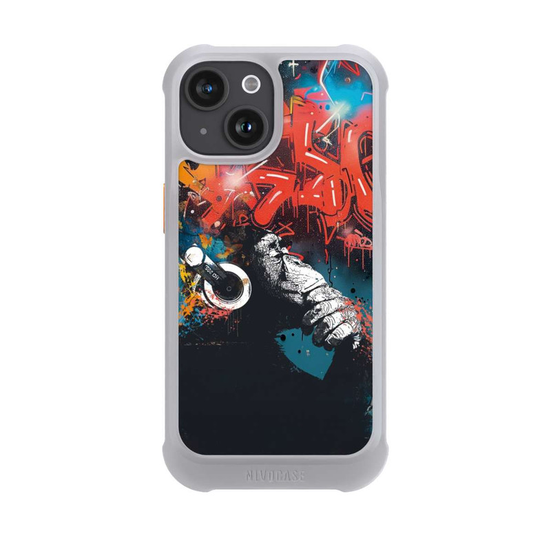 iPhone 15 NIVOmax Affe Stereo Kopfhörer Graffiti Street Art