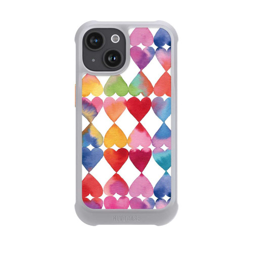 Apple iPhone 15 NIVOmax Colorful Watercolor Hearts Pattern