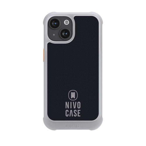 Apple iPhone 15 NIVOmax Nivocase Logo Schwarz Grau