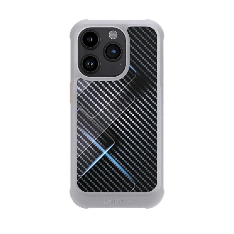 iPhone 15 Pro NIVOmax Blaue Linien auf Karbon