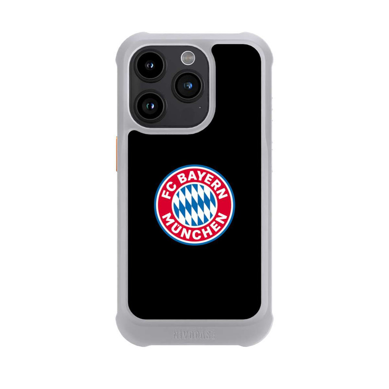 iPhone 15 Pro NIVOmax Logo FCB sur fond noir