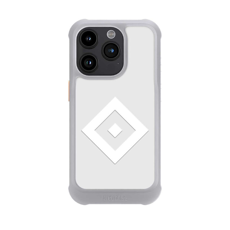 iPhone 15 Pro NIVOmax Logo en forme de losange sur fond gris HSV