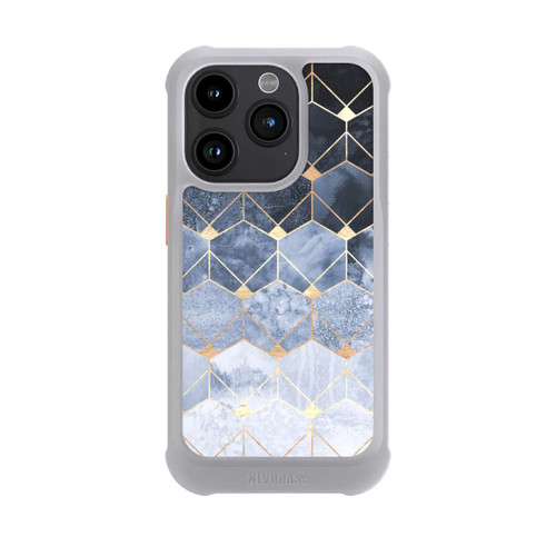 Apple iPhone 15 Pro NIVOmax Blaue Sechsecke und Diamanten Golddruck