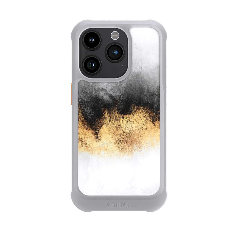 iPhone 15 Pro NIVOmax Grauer Himmelstaub Golddruck