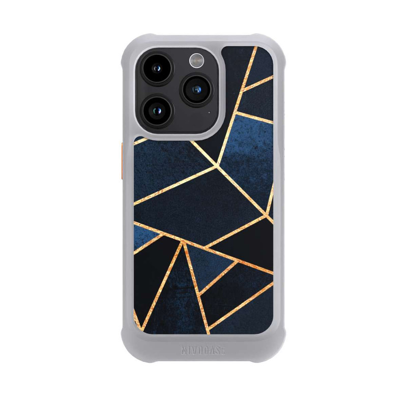 iPhone 15 Pro NIVOmax Navy Stein Golddruck