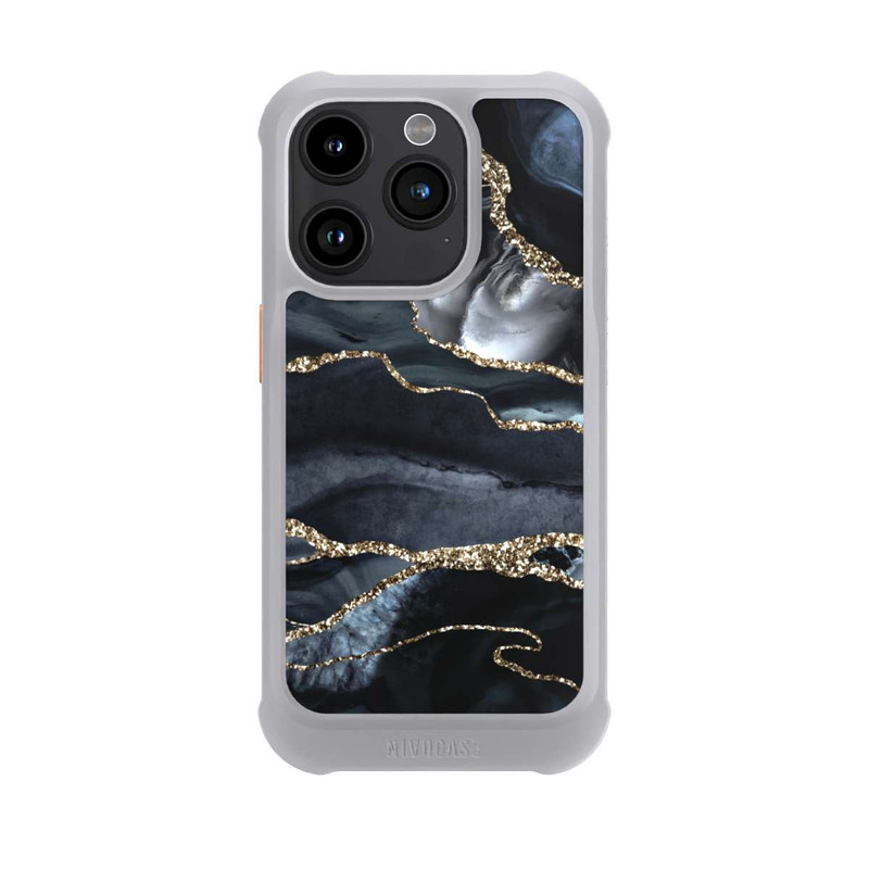 iPhone 15 Pro NIVOmax Dunkler Marmor Gold Glitzerlook
