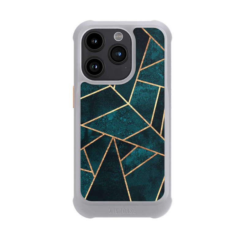 iPhone 15 Pro NIVOmax Tief Blaugrün Stein Gold Druck