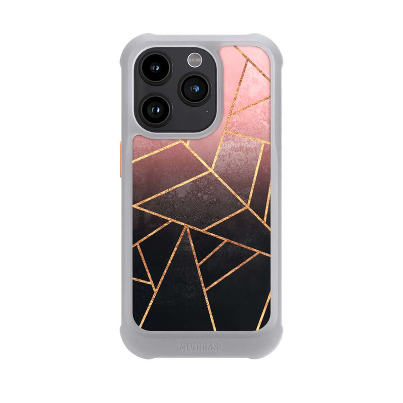 iPhone 15 Pro NIVOmax Pinker und Schwarzer Stein Gold Druck