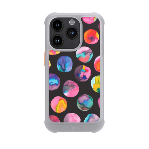 Apple iPhone 15 Pro NIVOmax Bunte Tintenmurmeln Punkte Schwarz
