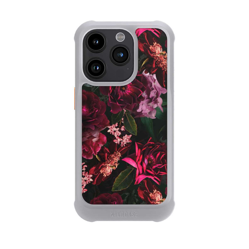 iPhone 15 Pro NIVOmax Fleurs rouge foncé et roses