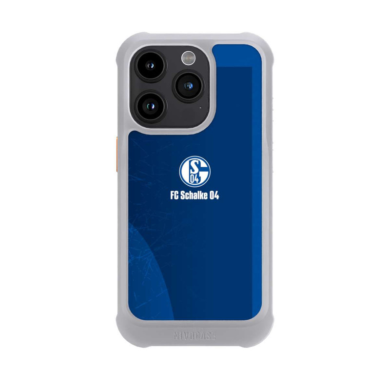 iPhone 15 Pro NIVOmax Schalke 04 Blauer Hintergrund Mit Logo