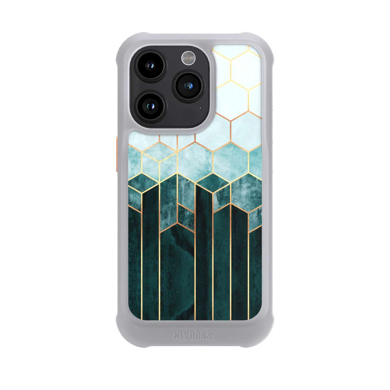 iPhone 15 Pro NIVOmax Blaugrüne Sechsecke
