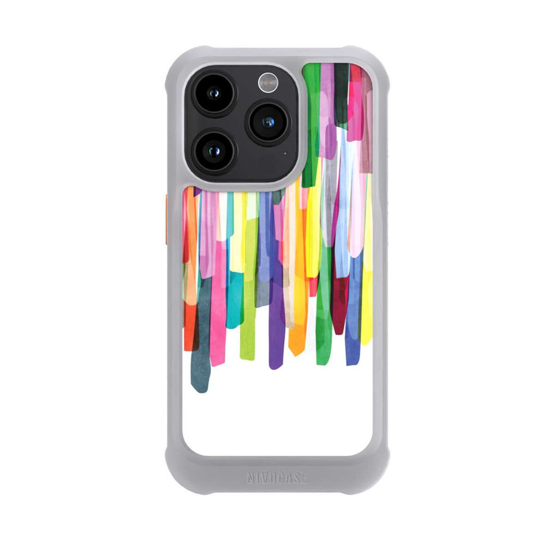 iPhone 15 Pro NIVOmax Bunte Streifen Weißer Hintergrund