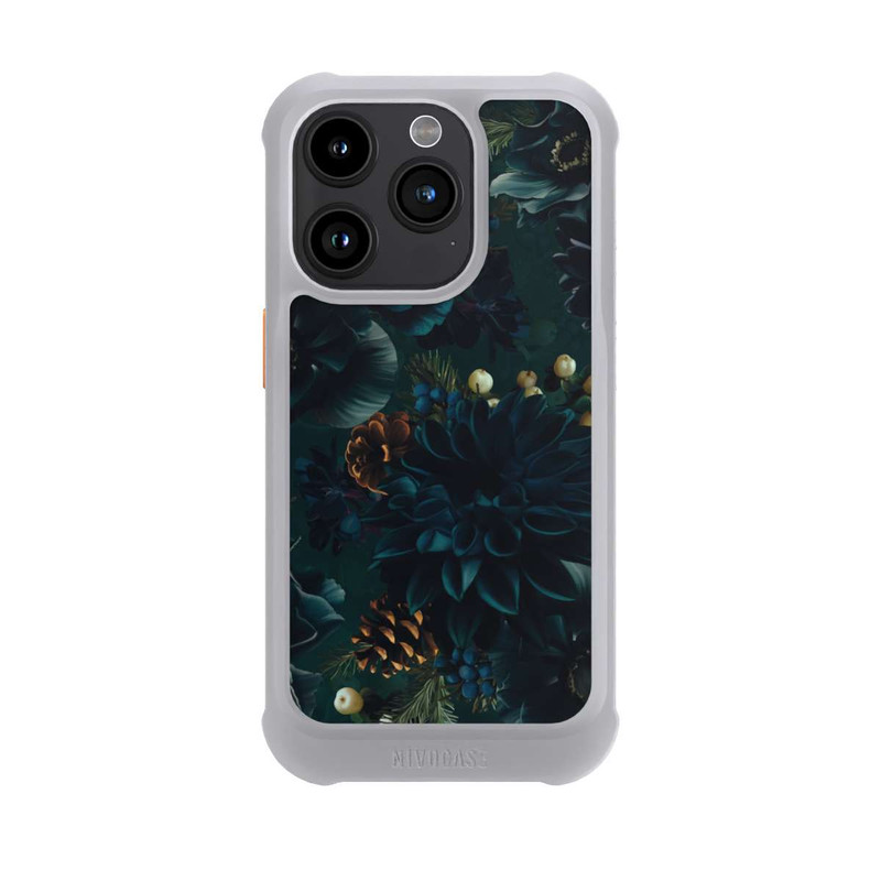 iPhone 15 Pro NIVOmax Blumenmuster Grün und Blau