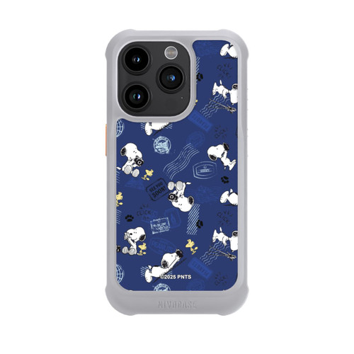 Apple iPhone 15 Pro NIVOmax Peanuts Travel Stamps Pattern Blue
