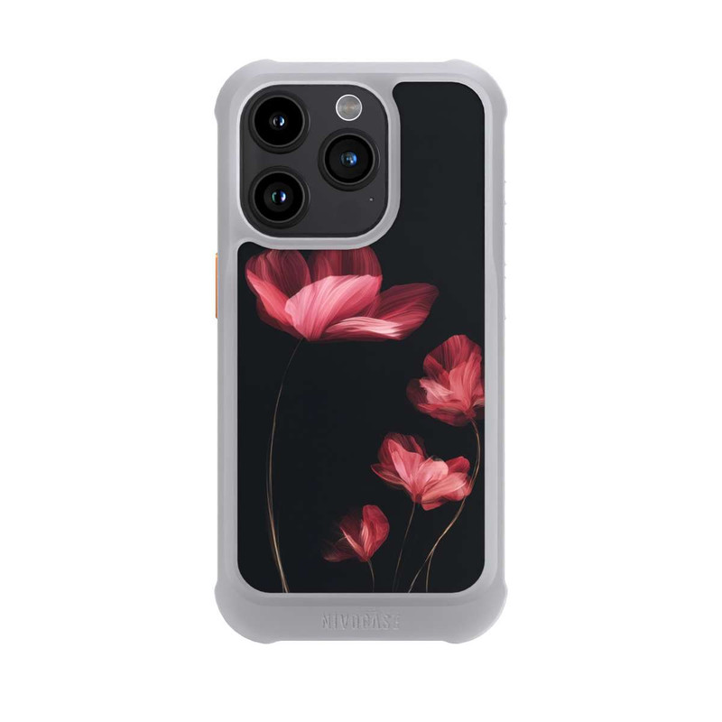 iPhone 15 Pro NIVOmax Burgunder Blüten schwarz