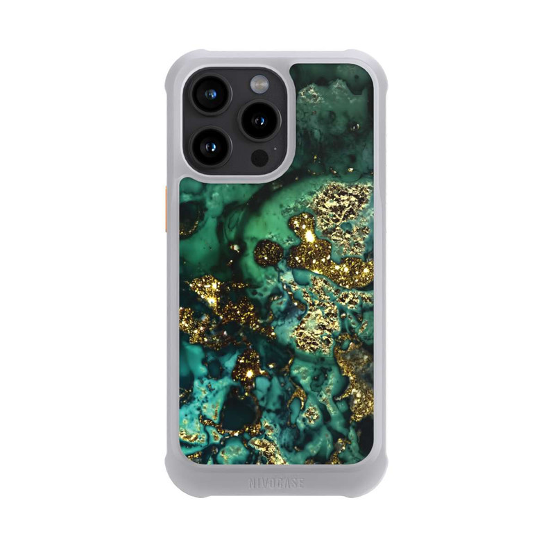 iPhone 15 Pro Max NIVOmax Cyan Glitzer Marmorlook