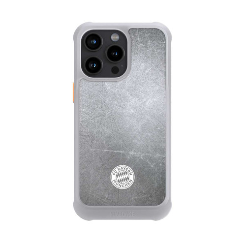 Apple iPhone 15 Pro Max NIVOmax Klassisches FCB Logo Klein - Weiß auf Metalllook