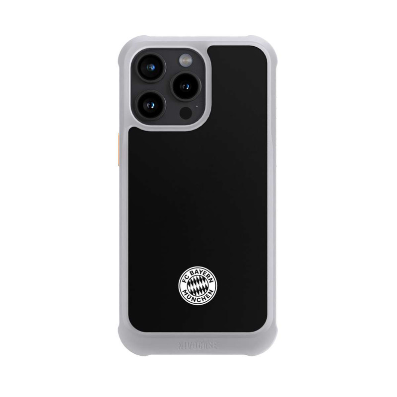 iPhone 15 Pro Max NIVOmax Logo FCB Classique Petit - Blanc sur Fond Noir