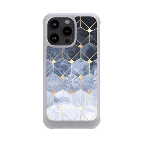 Apple iPhone 15 Pro Max NIVOmax Blaue Sechsecke und Diamanten Golddruck