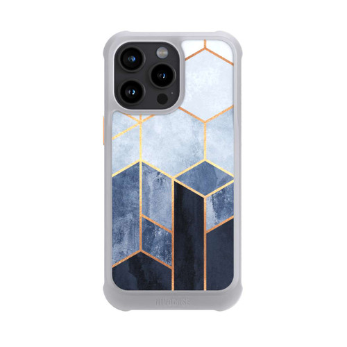 Apple iPhone 15 Pro Max NIVOmax Blauer Farbverlauf Sechsecke Golddruck