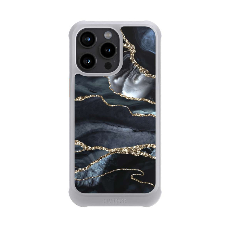 iPhone 15 Pro Max NIVOmax Dark Marble Gold Glitter Look