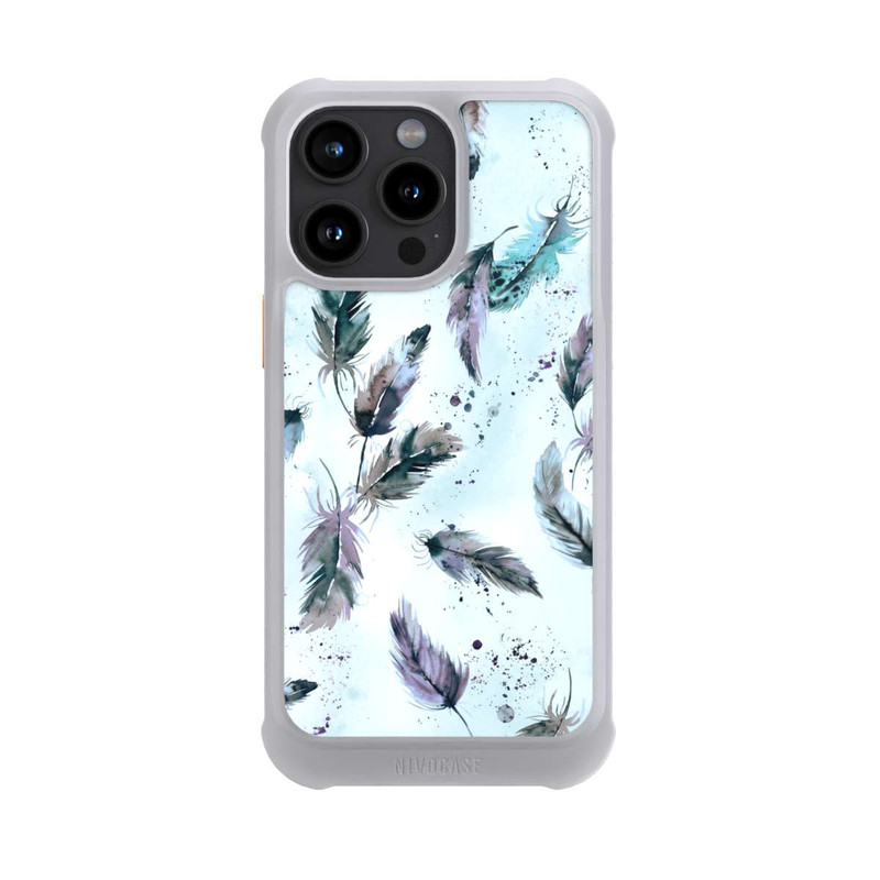 iPhone 15 Pro Max NIVOmax Magische Federn Sanftes Blau