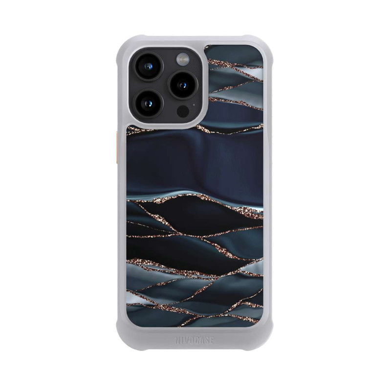 iPhone 15 Pro Max NIVOmax Dunkelgraue Streifen goldener Look