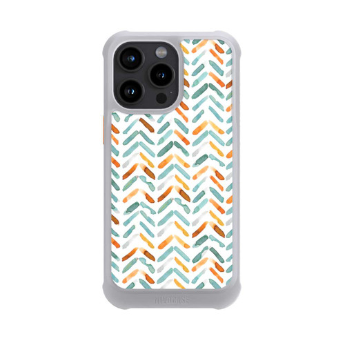 Apple iPhone 15 Pro Max NIVOmax Elegantes Herbstchevron Blau Orange