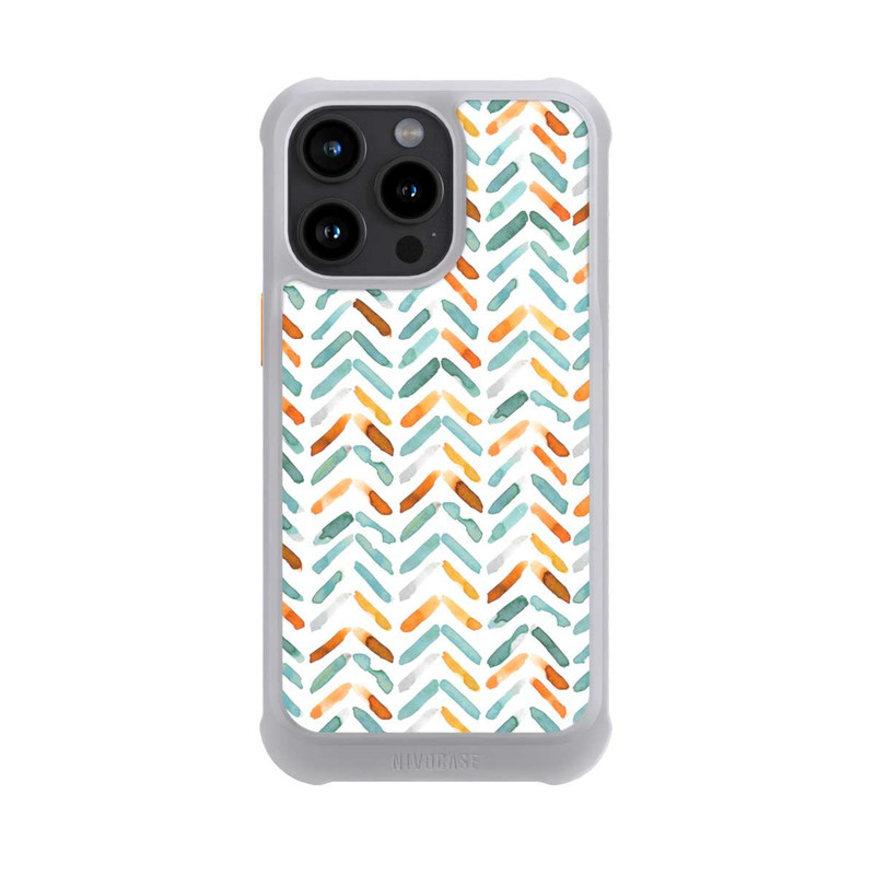 iPhone 15 Pro Max NIVOmax Elegantes Herbstchevron Blau Orange
