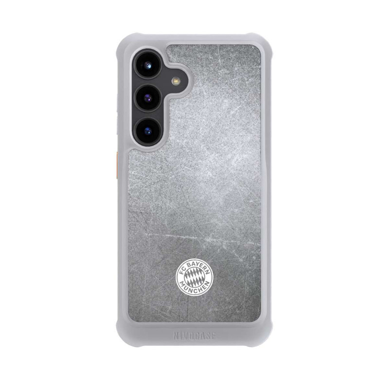 Galaxy S24 NIVOmax Klassisches FCB Logo Klein - Weiß auf Metalllook
