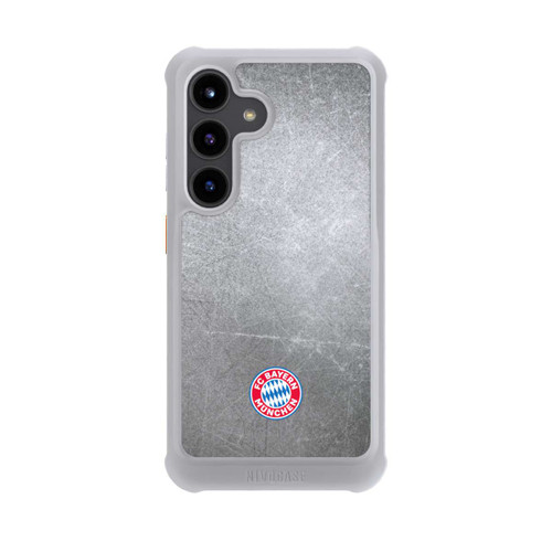 Samsung Galaxy S24 NIVOmax Klassisches FCB Logo Klein - Bunt auf Metalllook