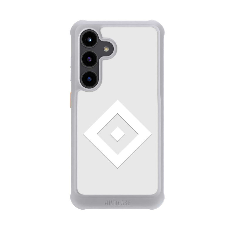 Galaxy S24 NIVOmax Logo en forme de losange sur fond gris HSV