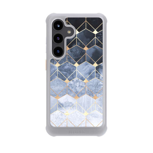 Samsung Galaxy S24 NIVOmax Blaue Sechsecke und Diamanten Golddruck