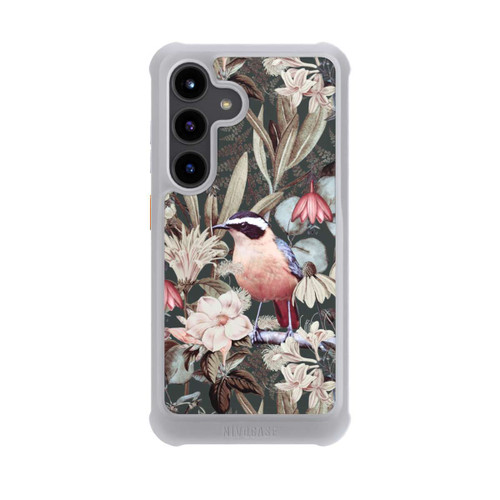 Samsung Galaxy S24 NIVOmax Orangefarbener Vogel im Vintage Blumenmuster