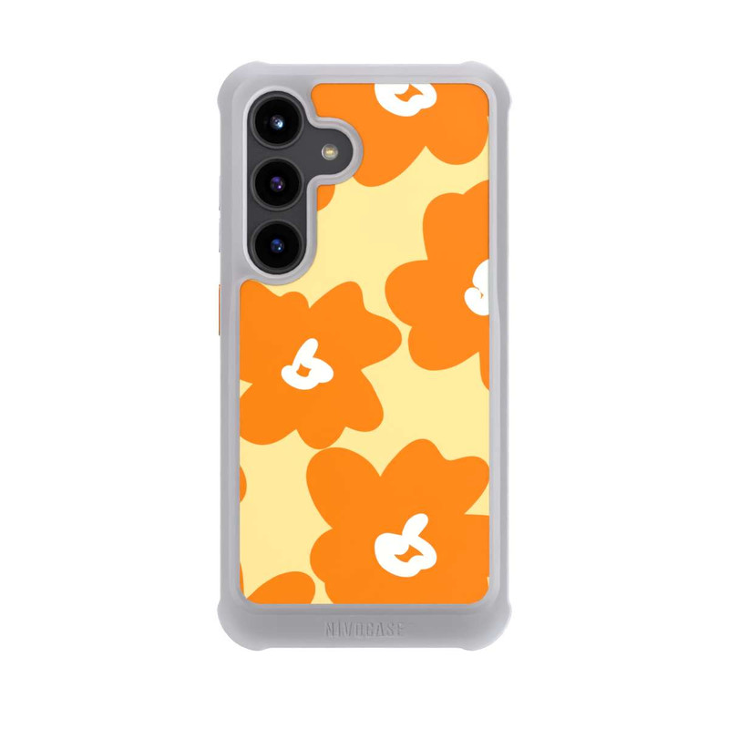Galaxy S24 NIVOmax Retro floral pattern Päivi yellow orange