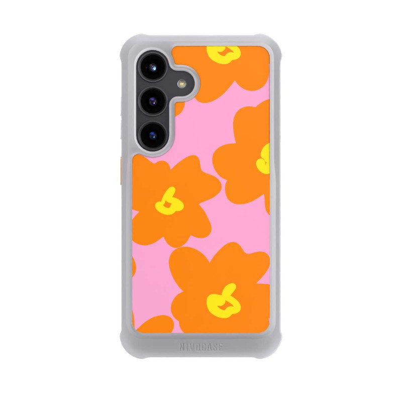 Galaxy S24 NIVOmax Retro floral pattern pink and orange