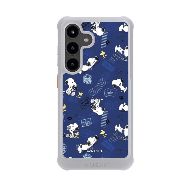 Galaxy S24 NIVOmax Peanuts Travel Stamps Pattern Blue