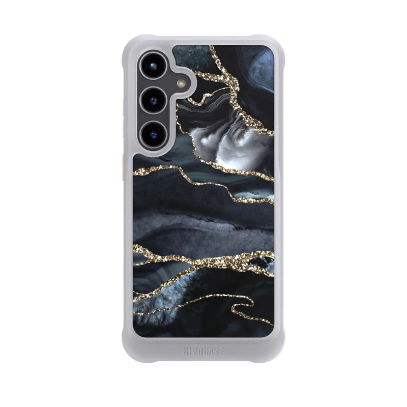 Galaxy S24 + NIVOmax Dunkler Marmor Gold Glitzerlook