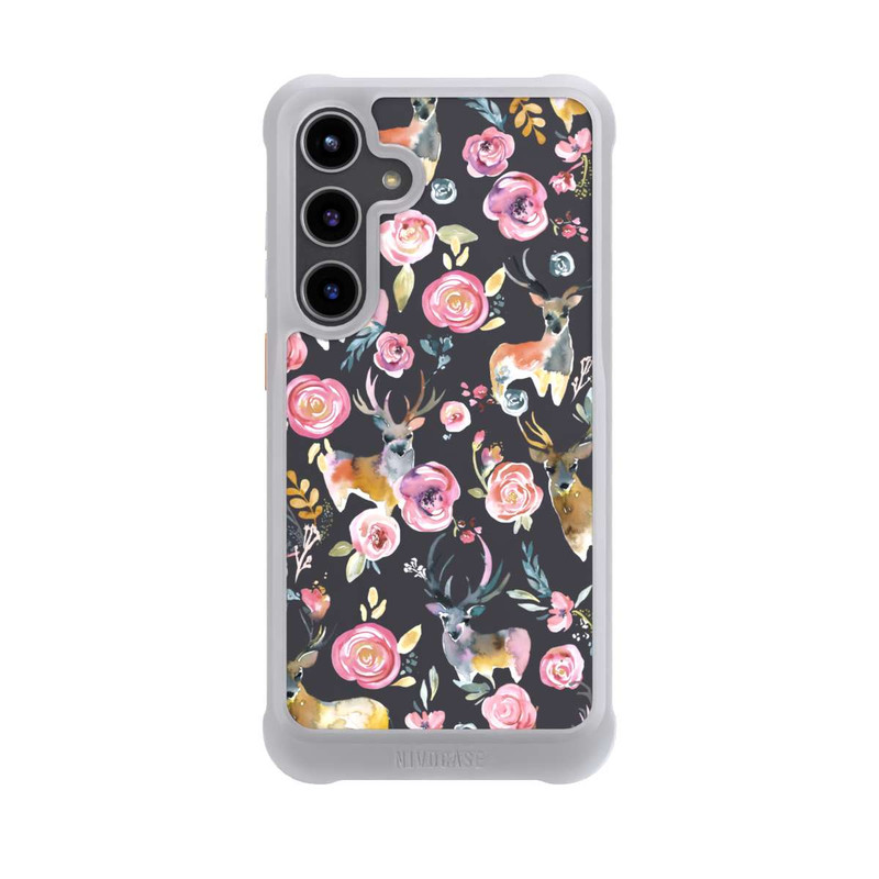 Galaxy S24 + NIVOmax Hirsche und Blumen Anthrazit