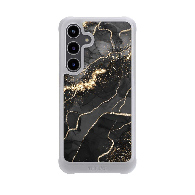 Galaxy S24 + NIVOmax Dunkler Marmor Wirbel Goldoptik