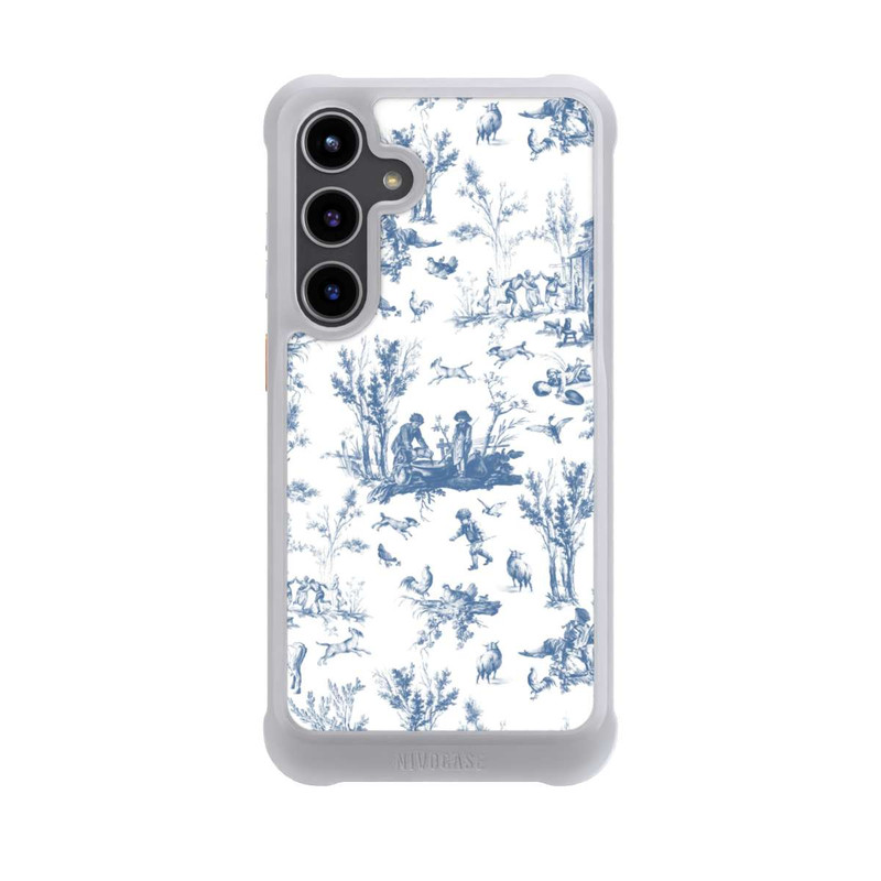 Galaxy S24 + NIVOmax Blaue Landschaft Vintage Keramik Pattern