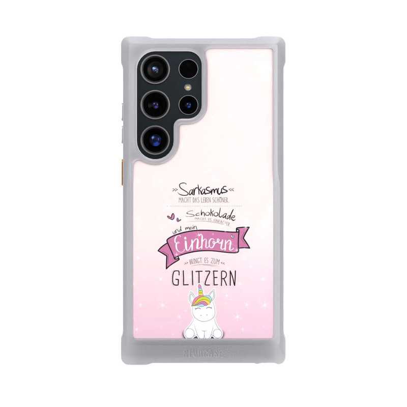 Galaxy S24 Ultra NIVOmax Einhorn Glitzer Spruch