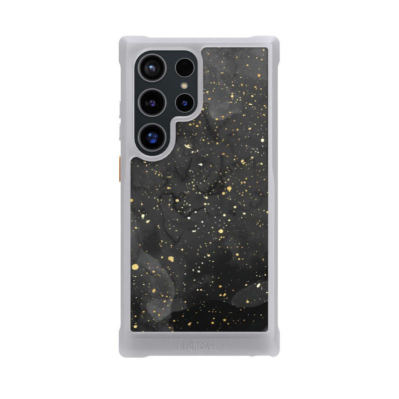 Galaxy S24 Ultra NIVOmax Glitzernder Marmor-Schwarz-Gold-Look