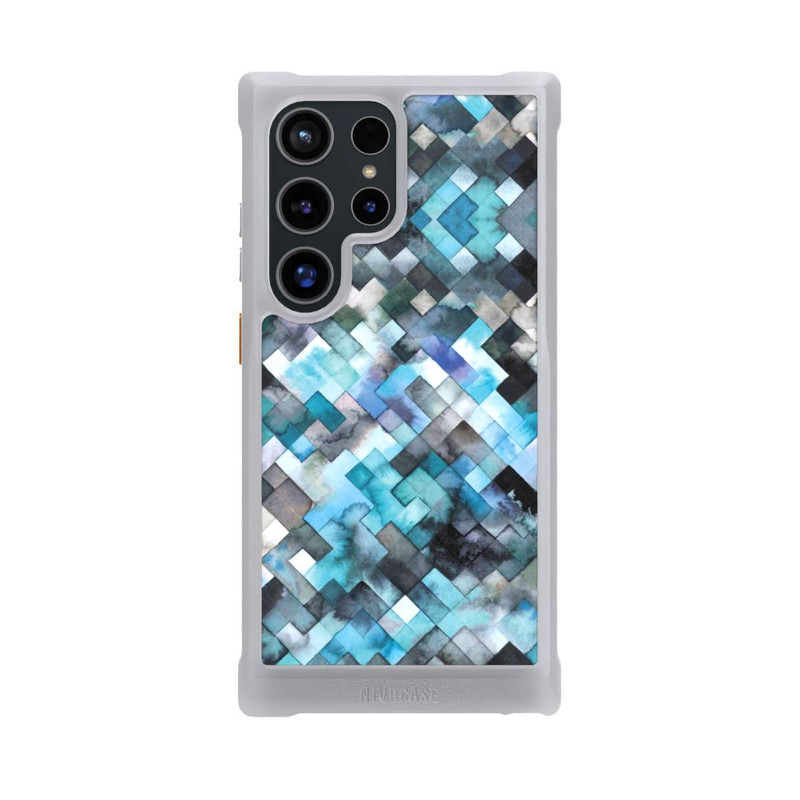 Galaxy S24 Ultra NIVOmax stimmungsvolles geometrisches Muster blau