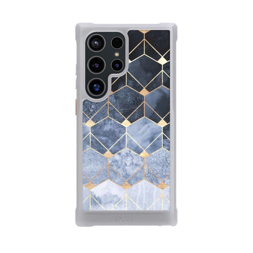 Samsung Galaxy S24 Ultra NIVOmax Blaue Sechsecke und Diamanten Golddruck