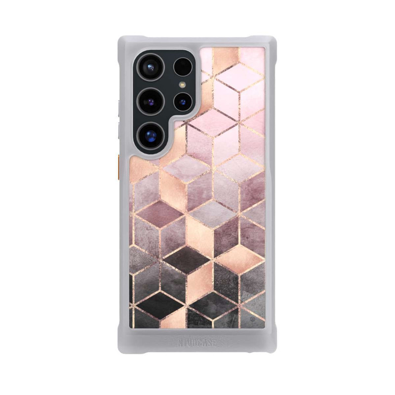 Galaxy S24 Ultra NIVOmax Pink-grauer Farbverlauf Würfel Druck