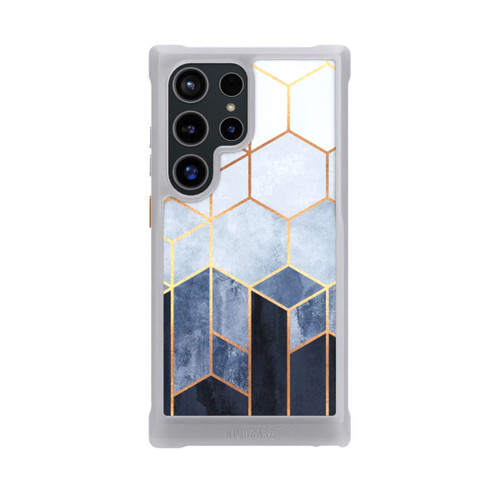 Samsung Galaxy S24 Ultra NIVOmax Blauer Farbverlauf Sechsecke Golddruck